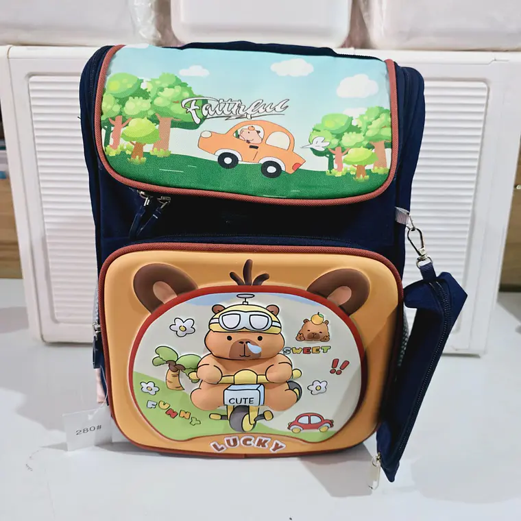 MOCHILA CON LAPICERA PARA PREESCOLAR DISEÑO CAPYBARA MOD# 280 4