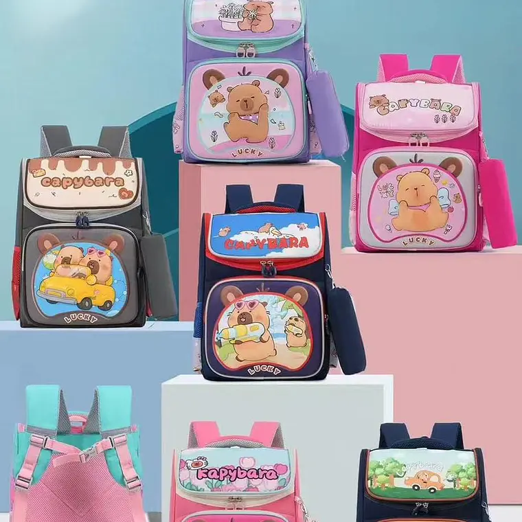 MOCHILA CON LAPICERA PARA PREESCOLAR DISEÑO CAPYBARA MOD# 280 1