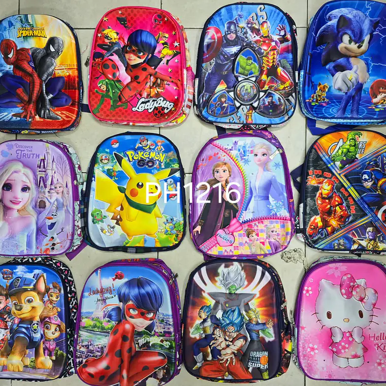 MOCHILA PARA PREESCOLAR CON LUZ LED VARIOS PERSONAJES MOD# PH1216 1