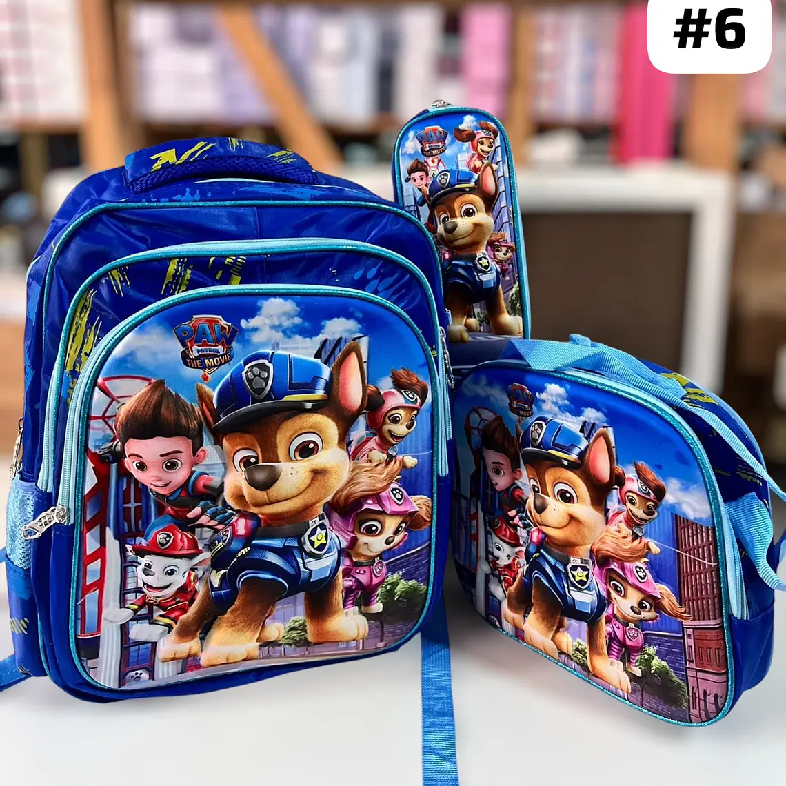 COMBO DE 3PZ MOCHILA +LONCHERA + LAPICERA PARA PRIMARIA/PERSONAJES ADAPTABLE AL CARRITO MOD# 36118 1