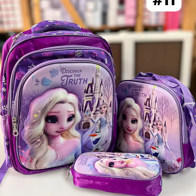 COMBO DE 3PZ MOCHILA +LONCHERA + LAPICERA PARA PRIMARIA/PERSONAJES ADAPTABLE AL CARRITO MOD# 36118 4