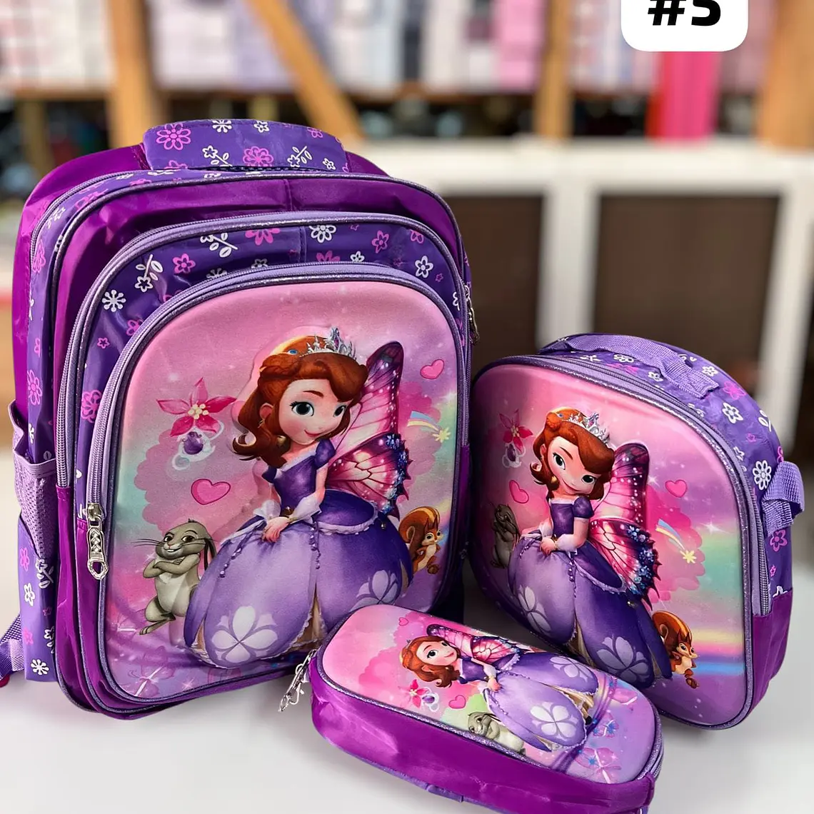 COMBO DE 3PZ MOCHILA +LONCHERA + LAPICERA PARA PRIMARIA/PERSONAJES ADAPTABLE AL CARRITO MOD# 36118 6