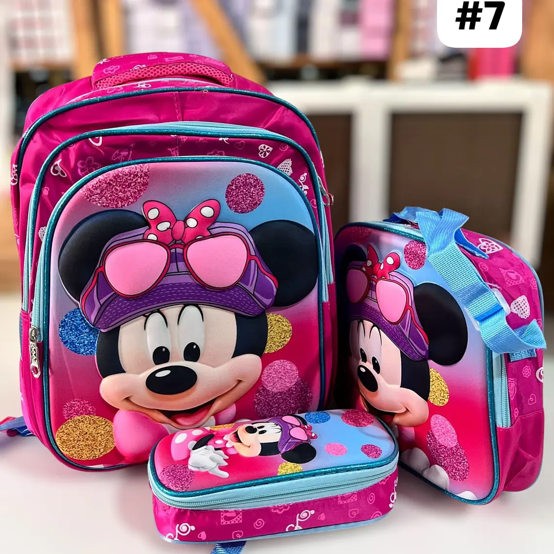 COMBO DE 3PZ MOCHILA +LONCHERA + LAPICERA PARA PRIMARIA/PERSONAJES ADAPTABLE AL CARRITO MOD# 36118 8