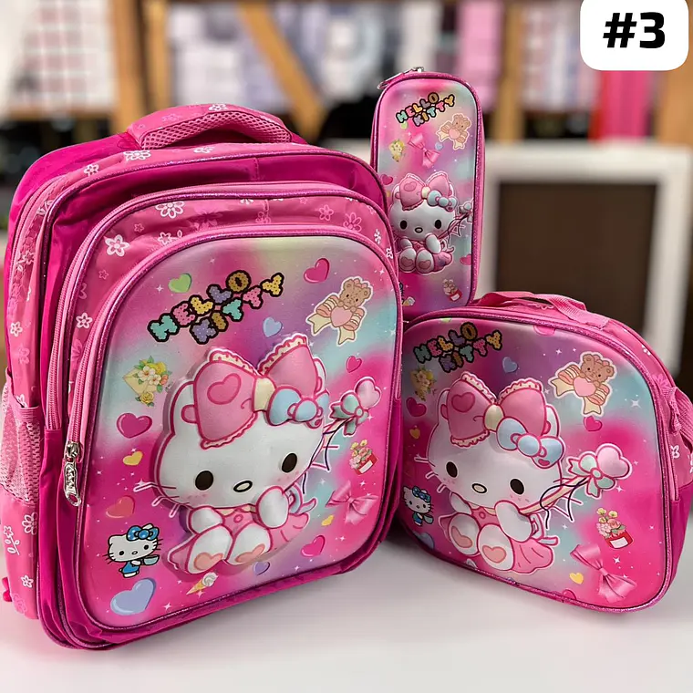 COMBO DE 3PZ MOCHILA +LONCHERA + LAPICERA PARA PRIMARIA/PERSONAJES ADAPTABLE AL CARRITO MOD# 36118 10