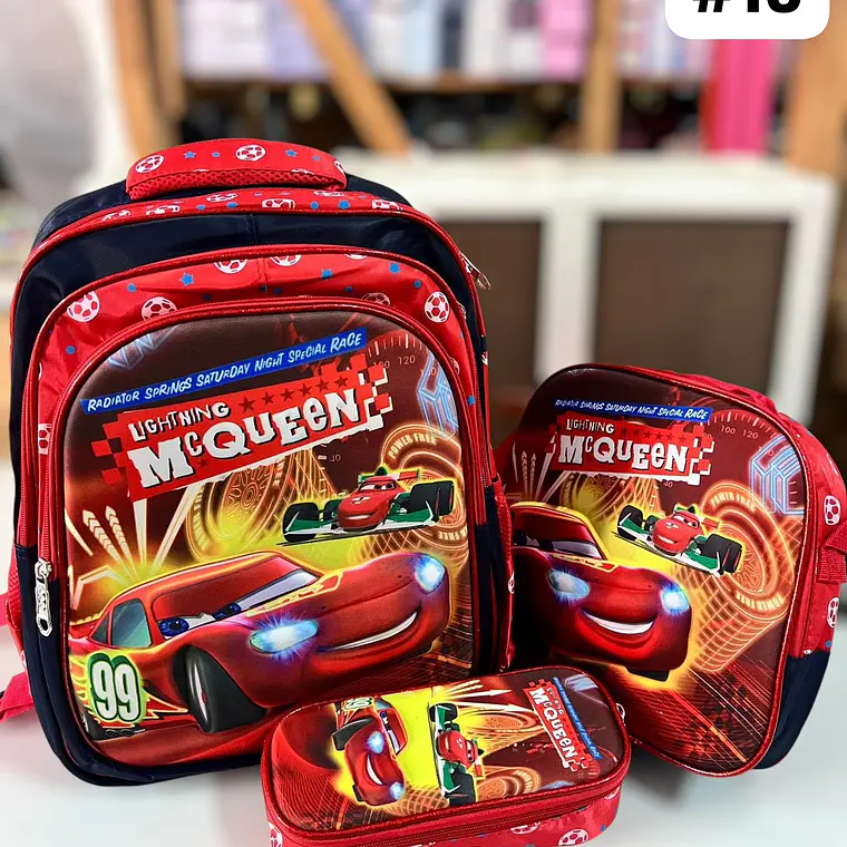COMBO DE 3PZ MOCHILA +LONCHERA + LAPICERA PARA PRIMARIA/PERSONAJES ADAPTABLE AL CARRITO MOD# 36118 11