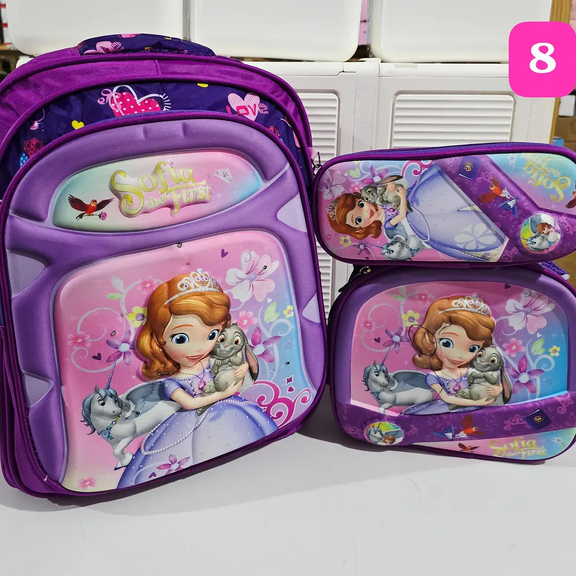 COMBO/PRIMARIA DE 3PZ MOCHILA + LONCHERA + LAPICERA PERSONAJES PARA NIÑA MOD# WM-112 8