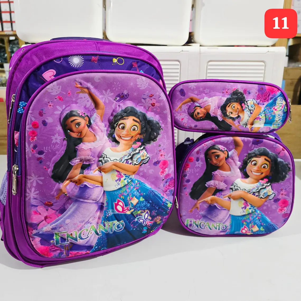 COMBO/PRIMARIA DE 3PZ MOCHILA + LONCHERA + LAPICERA PERSONAJES PARA NIÑA MOD# WM-112 11