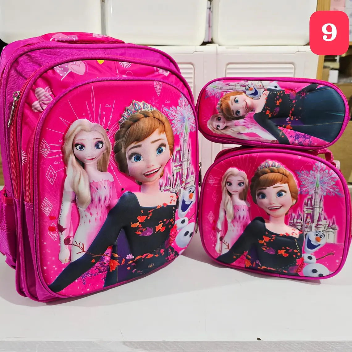 COMBO/PRIMARIA DE 3PZ MOCHILA + LONCHERA + LAPICERA PERSONAJES PARA NIÑA MOD# WM-112 9