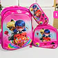 COMBO/PRIMARIA DE 3PZ MOCHILA + LONCHERA + LAPICERA PERSONAJES PARA NIÑA MOD# WM-112 - Miniatura 1