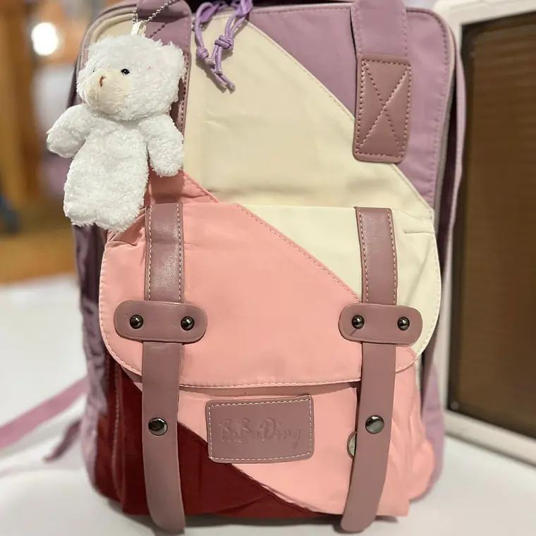 MOCHILA TIPO PAÑALERA JUVENIL CON LLAVERO OSITO MOD# BA BU DING 5