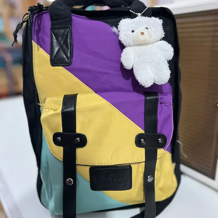 MOCHILA TIPO PAÑALERA JUVENIL CON LLAVERO OSITO MOD# BA BU DING 7