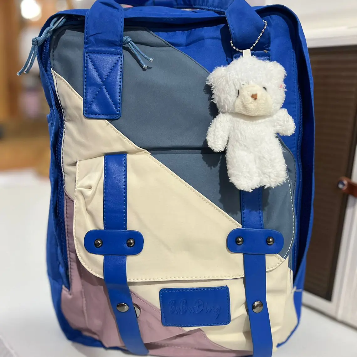 MOCHILA TIPO PAÑALERA JUVENIL CON LLAVERO OSITO MOD# BA BU DING 10