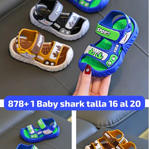 HUARACHES INFANTILES DISEÑO TIBURON TALLAS DEL 26 AL 30 (MEX.DEL 16 AL 20 MOD# 878+1🦈
