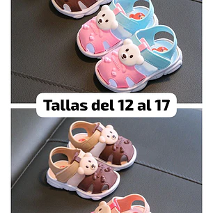 HUARACHES PARA NIÑA DISEÑO OSITO TALAS DEL 15 AL 20 (MEX. DEL 12 AL 15 MOD# 808+3