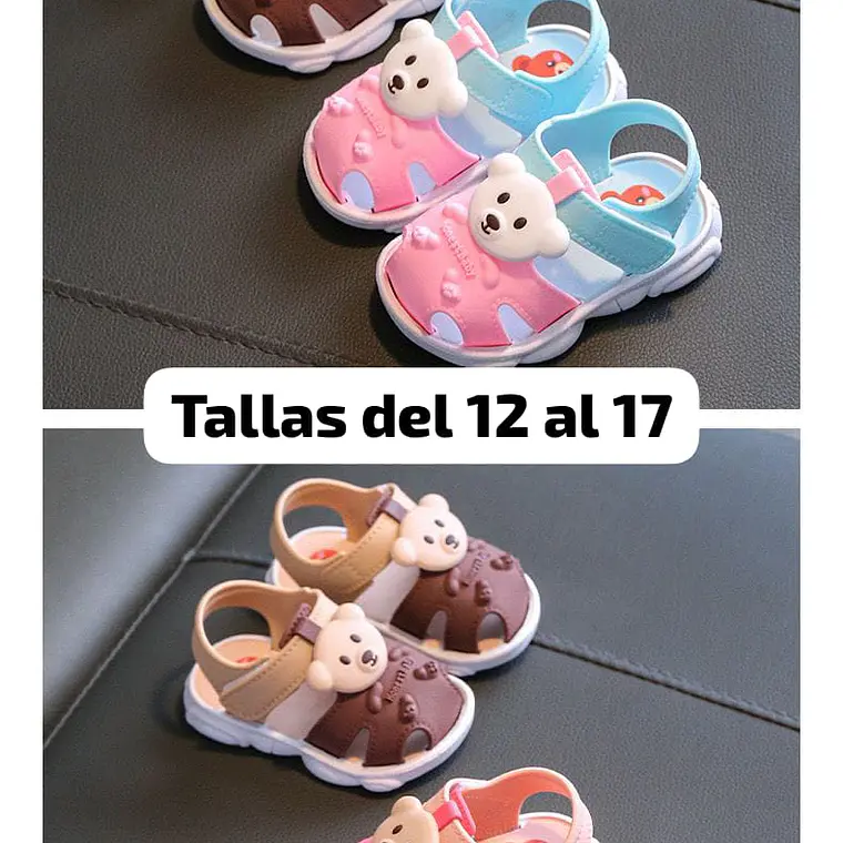 HUARACHES PARA NIÑA DISEÑO OSITO TALAS DEL 15 AL 20 (MEX. DEL 12 AL 15 MOD# 808+3 2