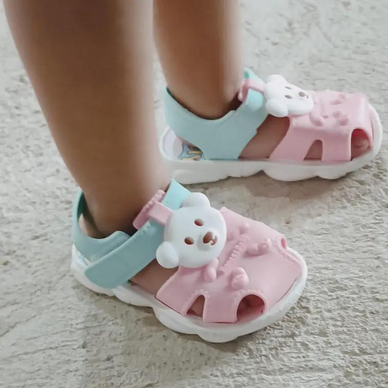 HUARACHES PARA NIÑA DISEÑO OSITO TALAS DEL 15 AL 20 (MEX. DEL 12 AL 15 MOD# 808+3 13