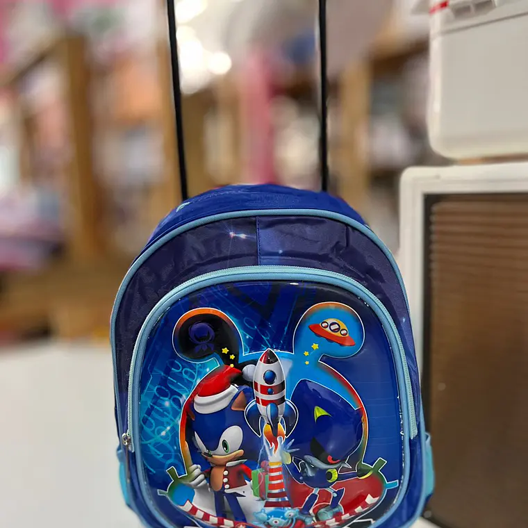 MOCHILA PARA PREESCOLAR CON CARRITO VARIOS PERSONAJES 4