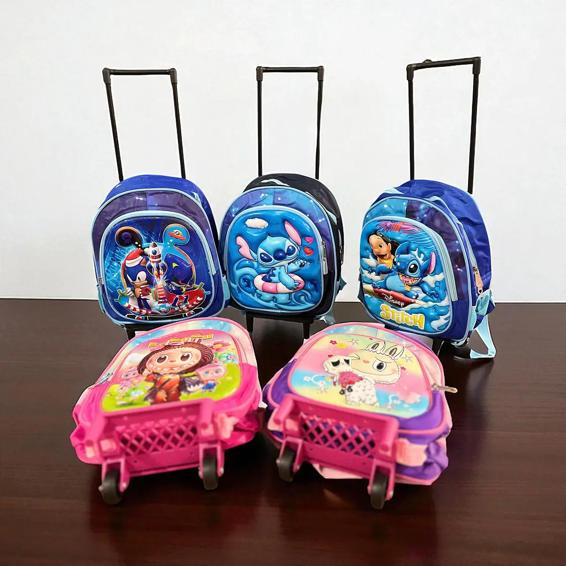 MOCHILA PARA PREESCOLAR CON CARRITO VARIOS PERSONAJES 1