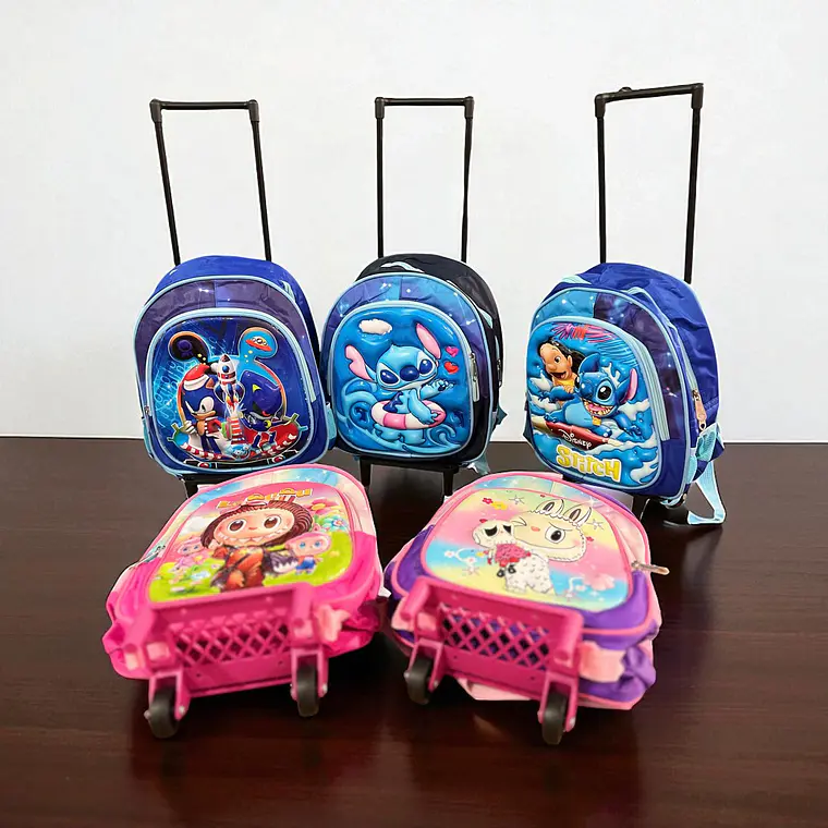 MOCHILA PARA PREESCOLAR CON CARRITO VARIOS PERSONAJES 1