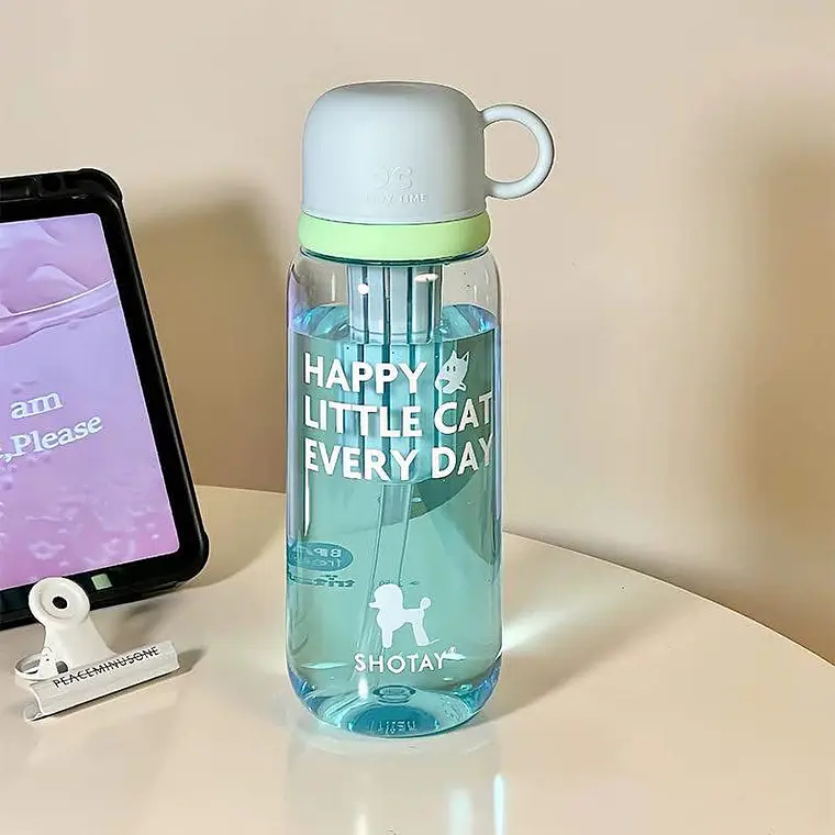 BOTE TRANSPARENTE PARA AGUA DE 800 ML (HAPPY LITTLE CAT EVERY DAY) MOD# ST-7139 6