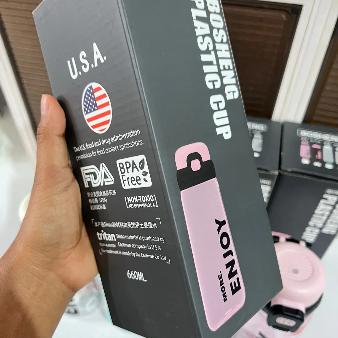 BOTE TRANSPARENTE PARA AGUA CON ASITA DE 680ML (MORE ENJOY) MOD# SL7179 9