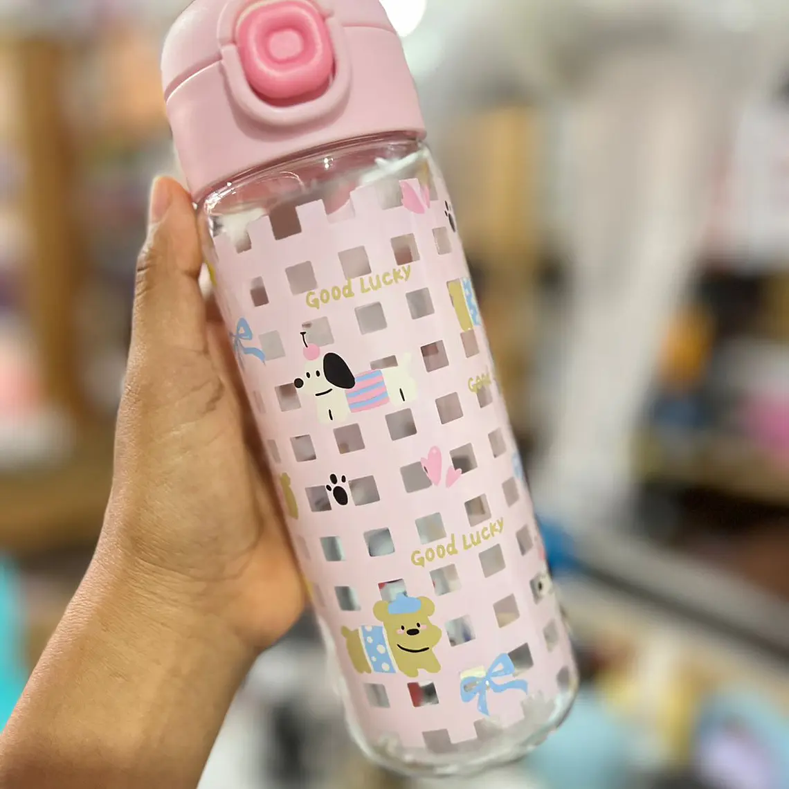BOTE PARA AGUA  ANIMALITOS DE 500 ML (TRANSPARENTE GNMK) CON CAJIA MOD# GNMK-SL25702 3
