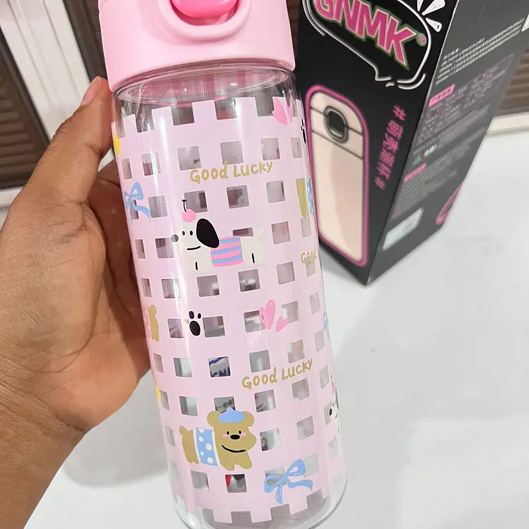 BOTE PARA AGUA  ANIMALITOS DE 500 ML (TRANSPARENTE GNMK) CON CAJIA MOD# GNMK-SL25702 5