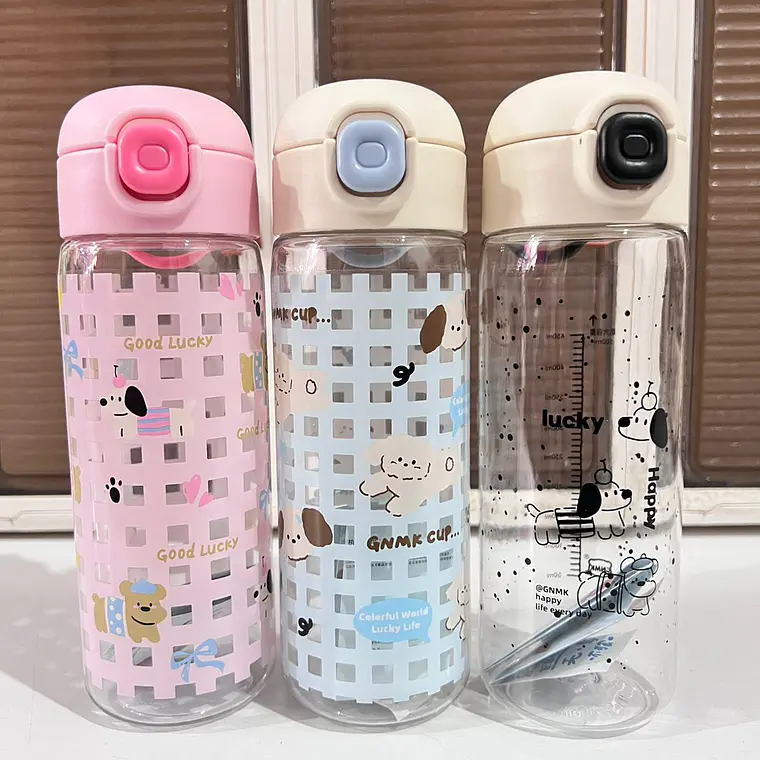 BOTE PARA AGUA  ANIMALITOS DE 500 ML (TRANSPARENTE GNMK) CON CAJIA MOD# GNMK-SL25702 7