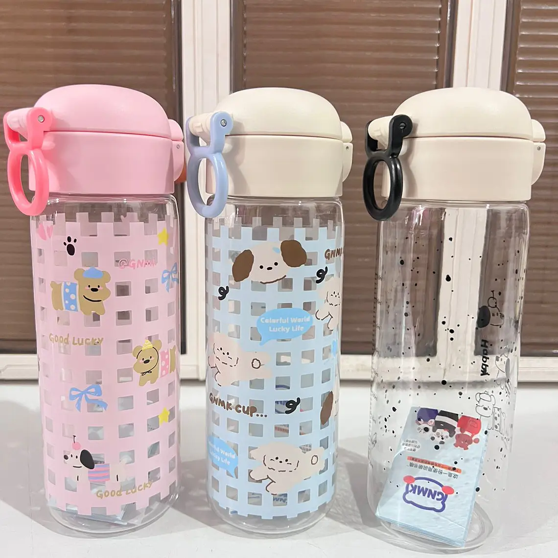 BOTE PARA AGUA  ANIMALITOS DE 500 ML (TRANSPARENTE GNMK) CON CAJIA MOD# GNMK-SL25702 2