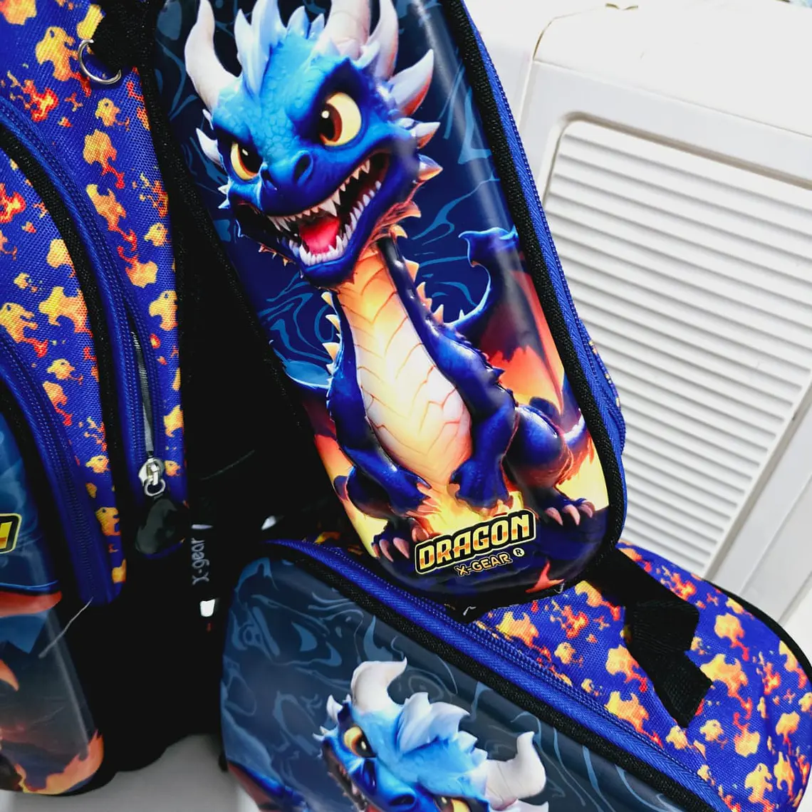 COMBO DE MOCHILA + LONCHERA + LAPICERA   ORIGINAL X-GEAR DRAGÓN (PRIMARIA)MOD# WLX1006  7