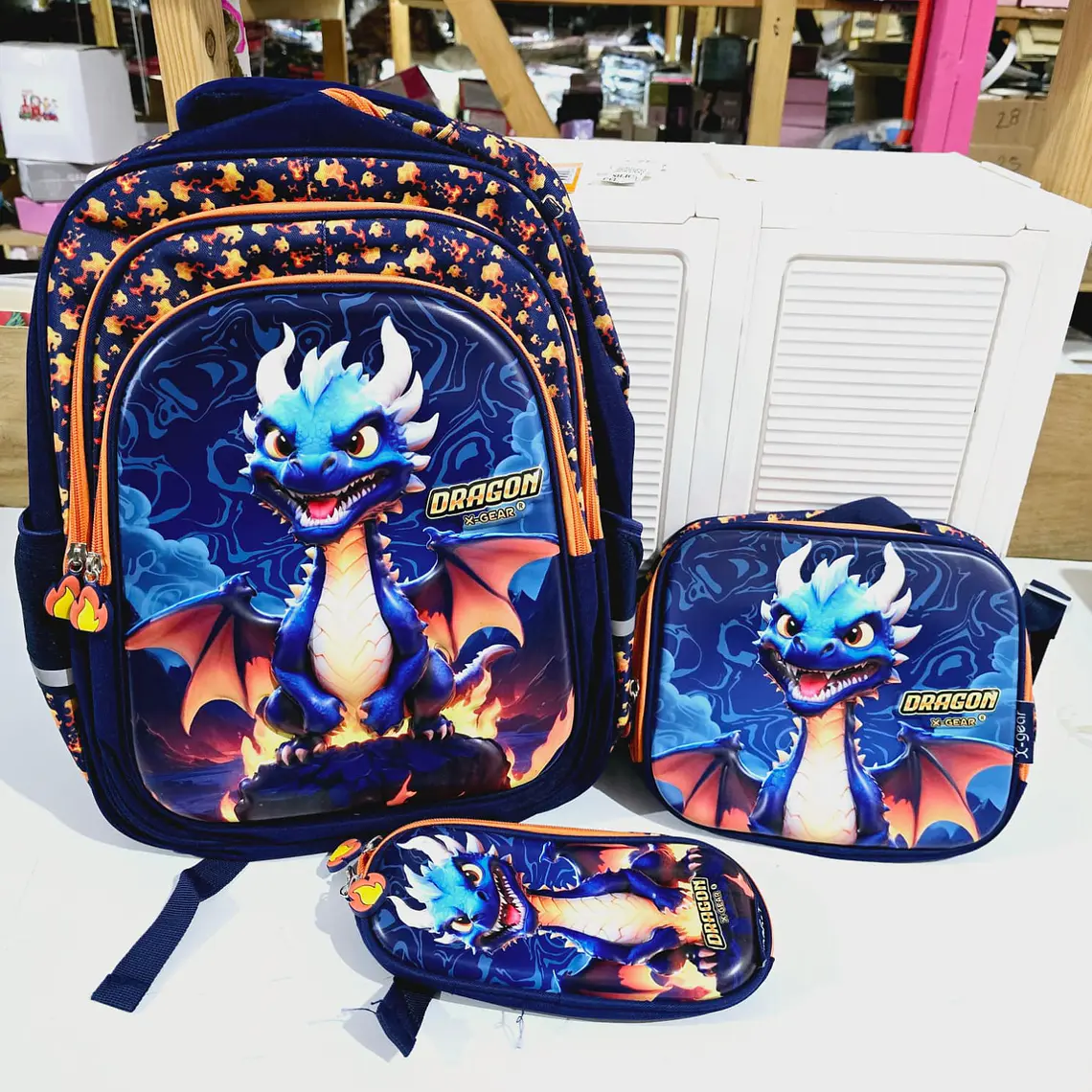 COMBO DE MOCHILA + LONCHERA + LAPICERA   ORIGINAL X-GEAR DRAGÓN (PRIMARIA)MOD# WLX1006  3