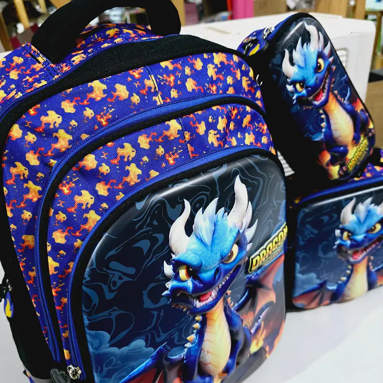 COMBO DE MOCHILA + LONCHERA + LAPICERA   ORIGINAL X-GEAR DRAGÓN (PRIMARIA)MOD# WLX1006  4