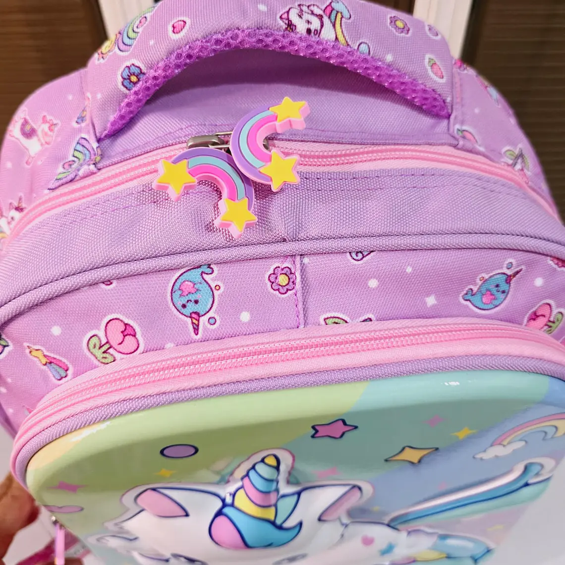 MOCHILA ORIGINAL PARA PREESCOLAR/MEDIANA DISEÑO GATITO ARCOIRIS MOD# XIN-0013- 8