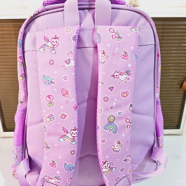 MOCHILA ORIGINAL PARA PREESCOLAR/MEDIANA DISEÑO GATITO ARCOIRIS MOD# XIN-0013- 9