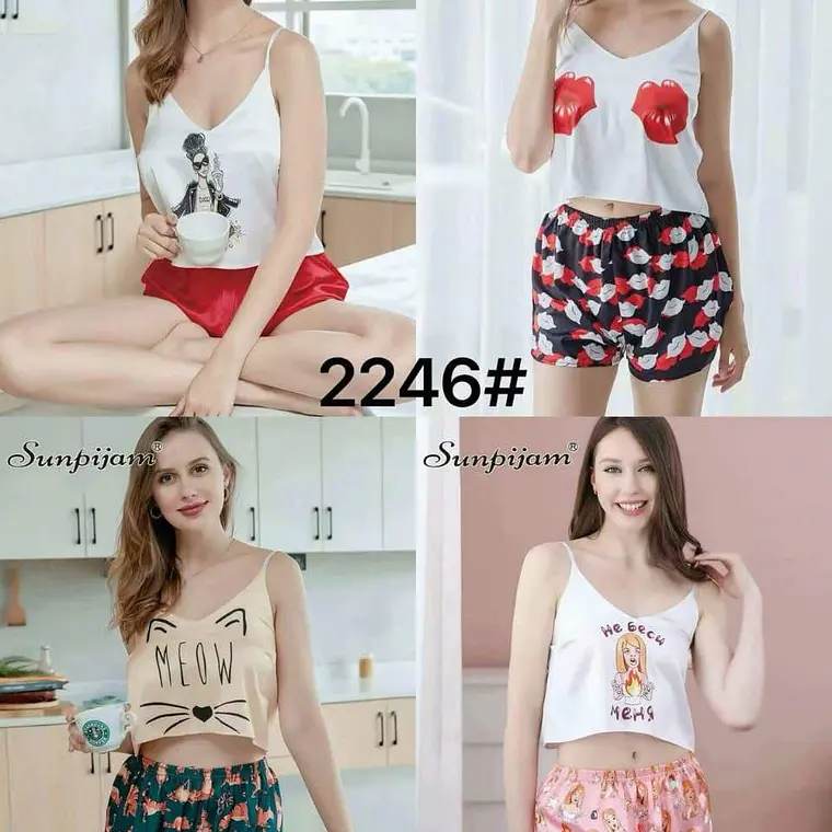 PIJAMA DE 2 PZ  PARA DAMA SATÍN MODELO # 2246 1