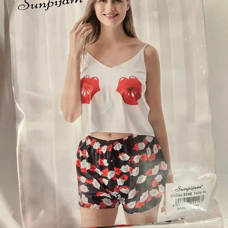PIJAMA DE 2 PZ  PARA DAMA SATÍN MODELO # 2246 2