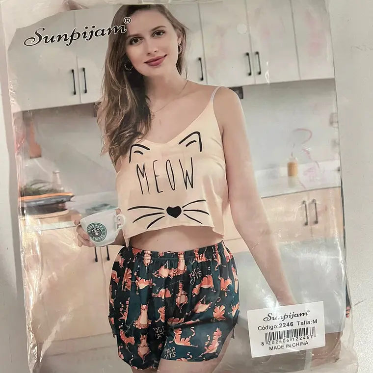 PIJAMA DE 2 PZ  PARA DAMA SATÍN MODELO # 2246 6