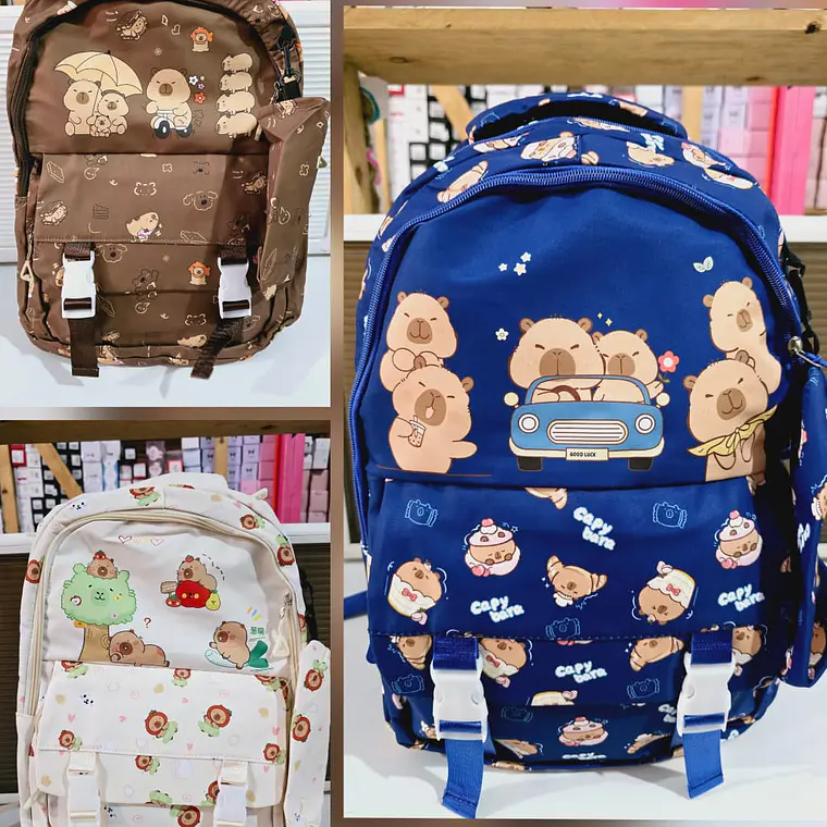 MOCHILA DISEÑO CAPYBARA JUVENIL CON LAPICERA MOD# 71615 1