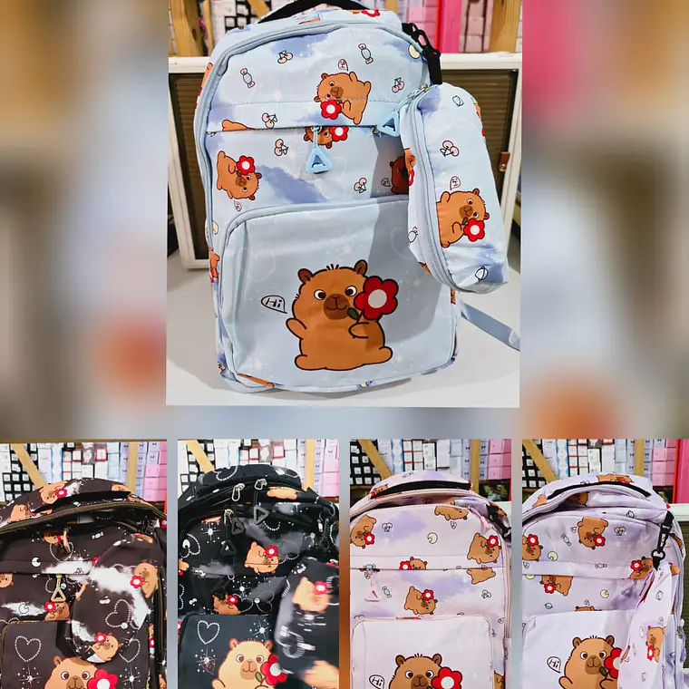 MOCHILA DISEÑO CAPYBARA JUVENIL CON LAPICERA MOD# 62119 1