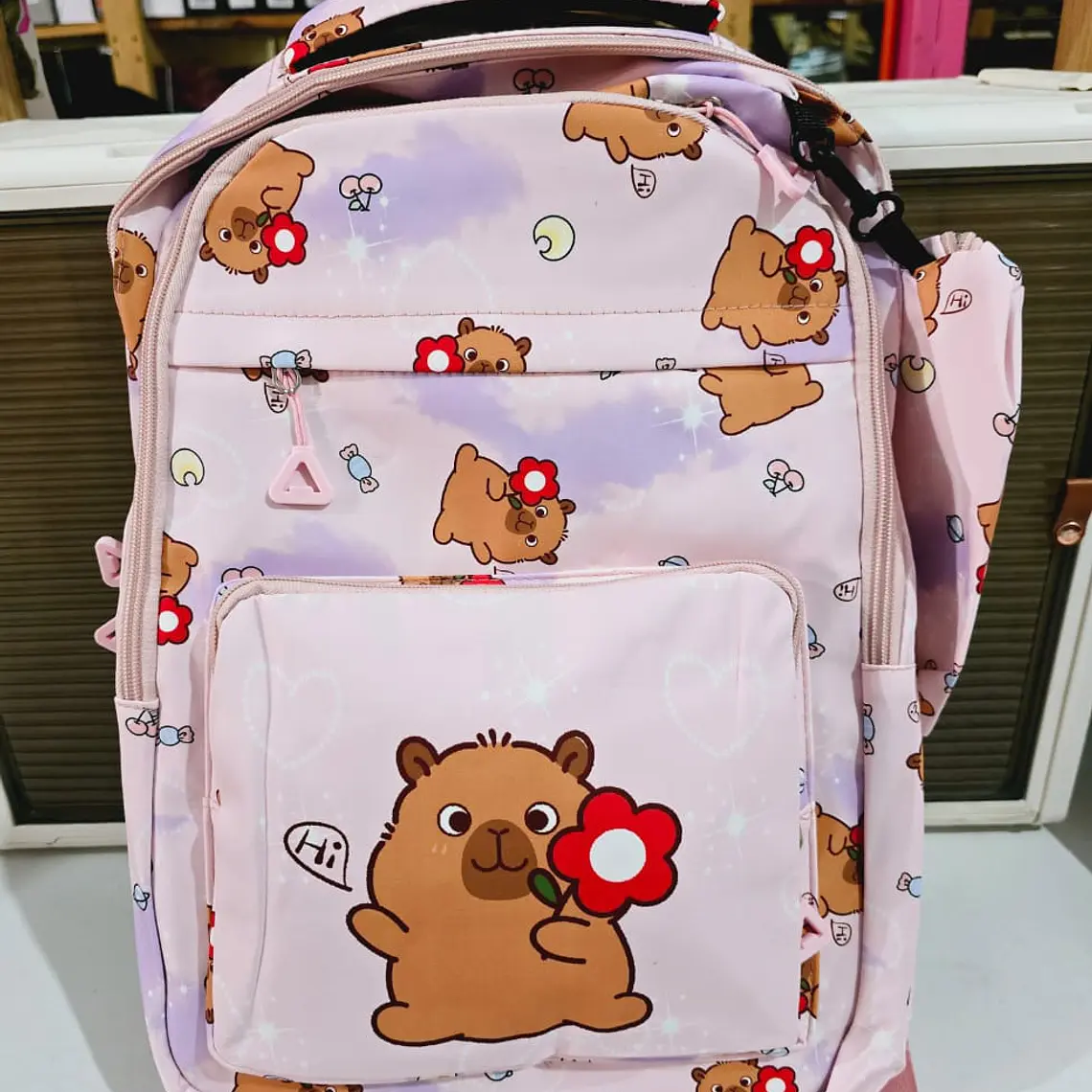 MOCHILA DISEÑO CAPYBARA JUVENIL CON LAPICERA MOD# 62119 5