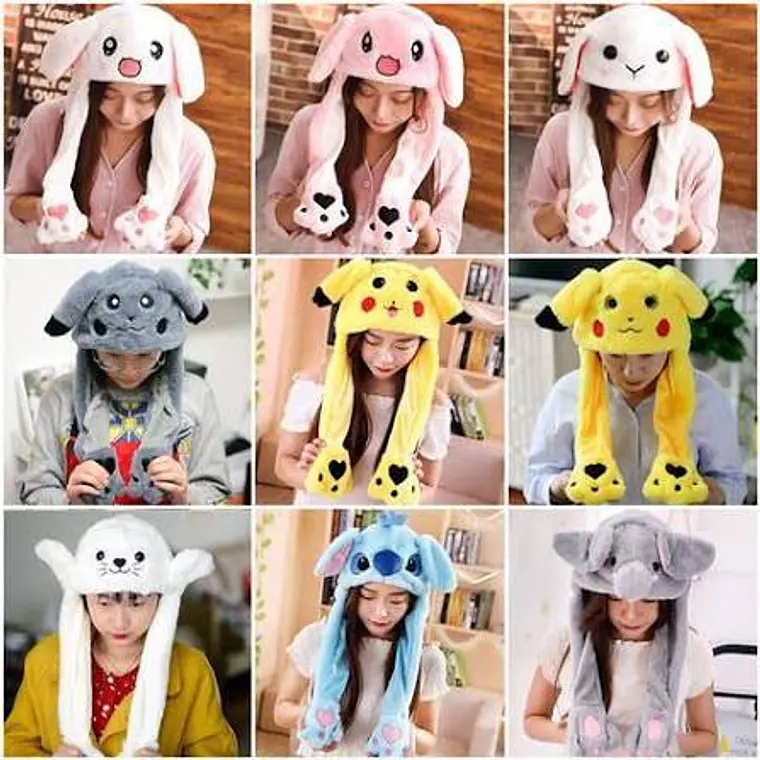 GORRO DE PELUCHE CON  OREJITAS MOVIBLES Y LUZ LED MOD#6601 (LOS TONOS Y EL DISEÑO PUEDEN VARIAR) 1