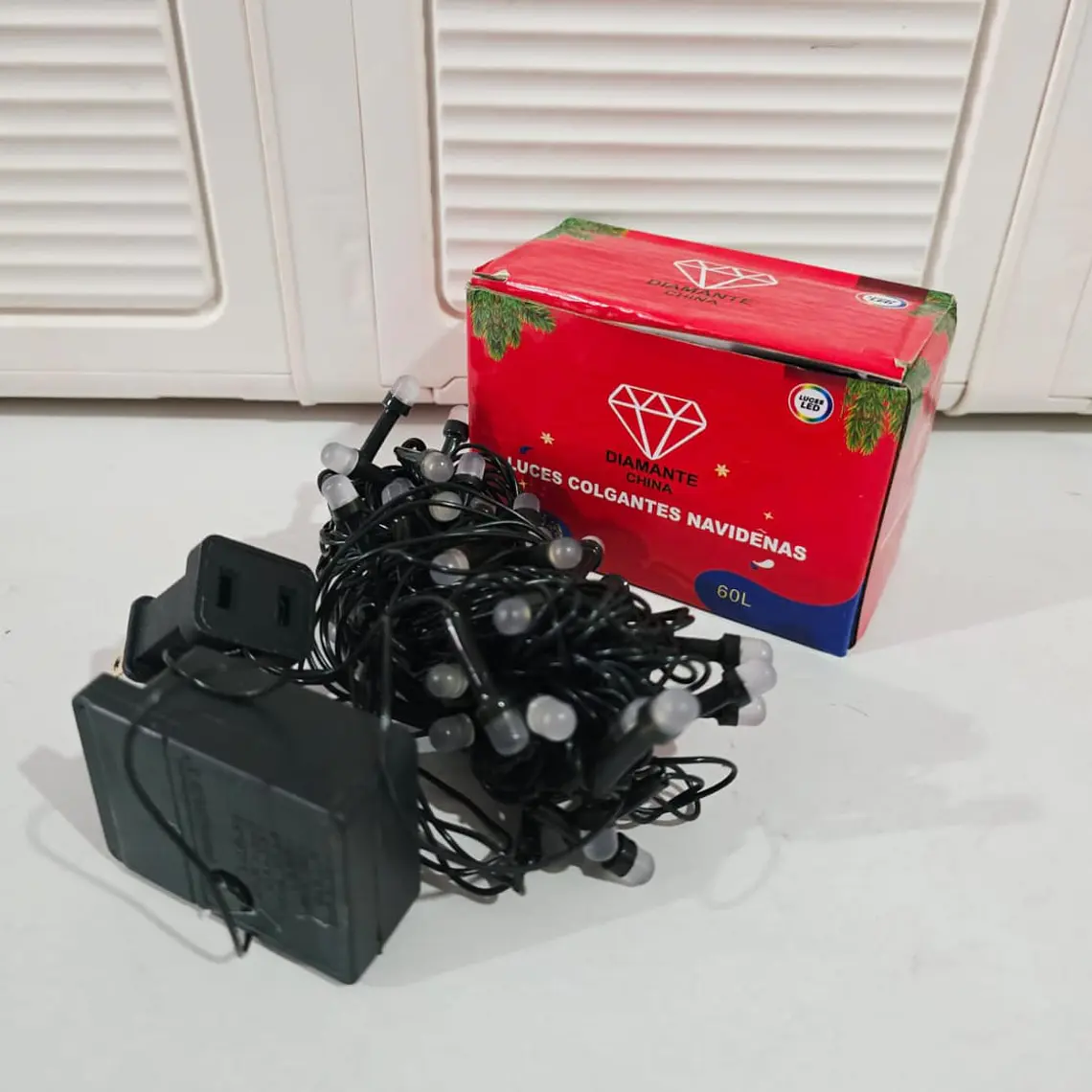 6 MTS SERIE DE  NAVIDAD LUZ CALIDA  MOD# 352-132 (cable verde con 60 focos) 2