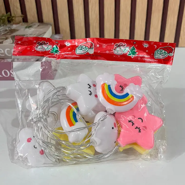 GUIRNALDA DE LUCES DECORATIVAS USB / 2 MTS CON 10 LUCES (ESTRELLAS, NUBES Y ARCOIRIS) -LUZ CÁLIDA MODELO #ZFM-0157 3