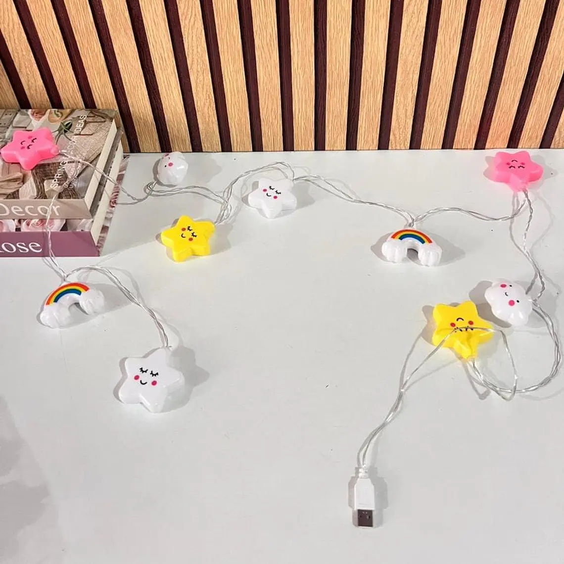 GUIRNALDA DE LUCES DECORATIVAS USB / 2 MTS CON 10 LUCES (ESTRELLAS, NUBES Y ARCOIRIS) -LUZ CÁLIDA MODELO #ZFM-0157 6
