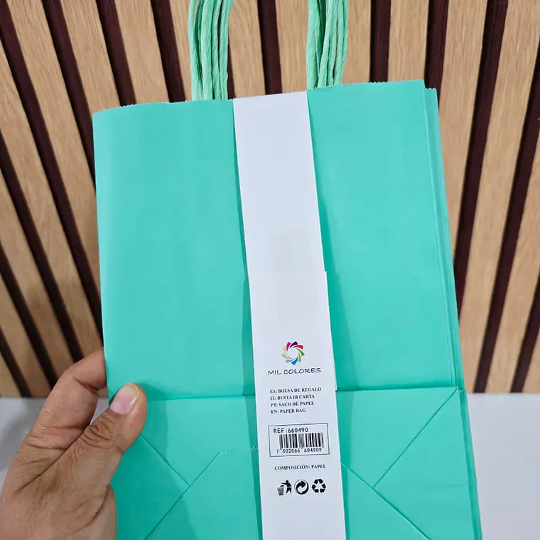 PAQ DE 6 BOLSAS DE REGALO/COLORES LISOS VARIOS MODELOS (22X16CM)🎁🛍️ 6