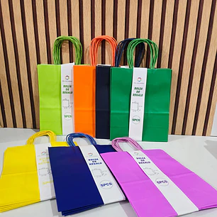 PAQ DE 5 BOLSAS PARA REGALO COLORES LISOS VARIOS MODELOS🛍️ PAQ.5 PZ