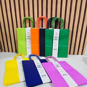 PAQ DE 5 BOLSAS PARA REGALO COLORES LISOS VARIOS MODELOS🛍️ PAQ.5 PZ