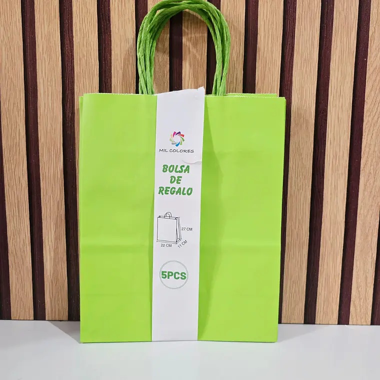 PAQ DE 5 BOLSAS PARA REGALO COLORES LISOS VARIOS MODELOS🛍️ PAQ.5 PZ 5