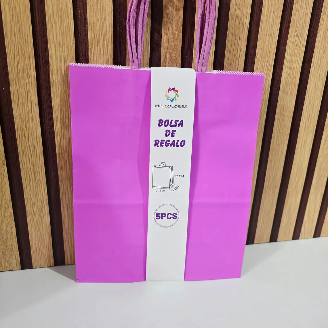 PAQ DE 5 BOLSAS PARA REGALO COLORES LISOS VARIOS MODELOS🛍️ PAQ.5 PZ 11