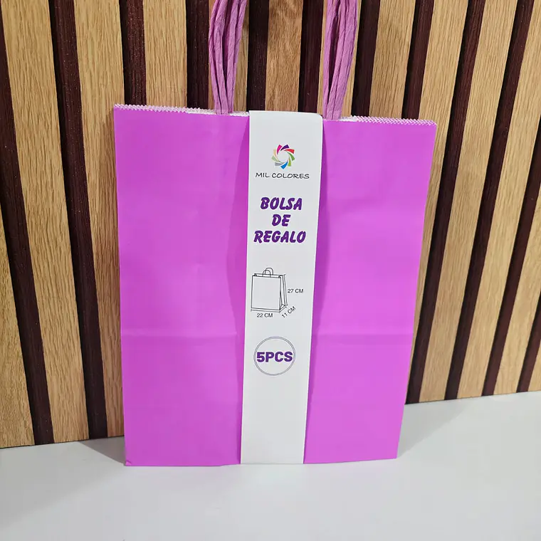 PAQ DE 5 BOLSAS PARA REGALO COLORES LISOS VARIOS MODELOS🛍️ PAQ.5 PZ 11